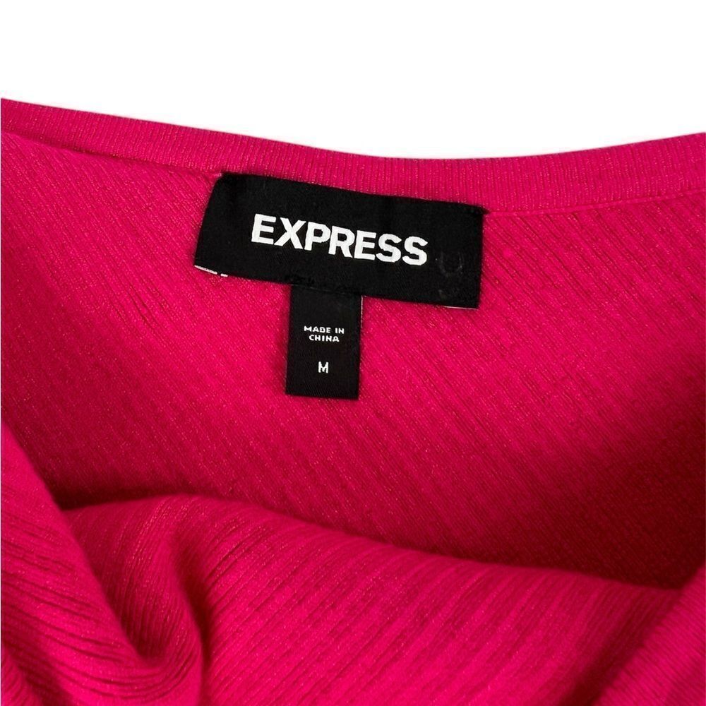 Express‎ Pink Ribbed Heavy Knit One Shoulder Blouse Top Ruffle Front Size Medium - Picture 4 of 6